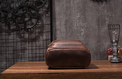 Vintage Mens Coffee Leather Backpack Travel Backpack Leather School Backpacks for Men