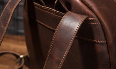 Vintage Mens Coffee Leather Backpack Travel Backpack Leather School Backpacks for Men