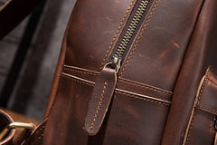 Vintage Mens Coffee Leather Backpack Travel Backpack Leather School Backpacks for Men