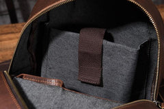 Vintage Mens Coffee Leather Backpack Travel Backpack Leather School Backpacks for Men