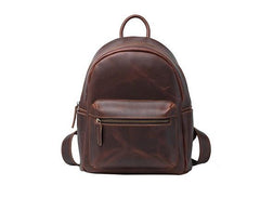 Vintage Mens Coffee Leather Backpack Travel Backpack Leather School Backpacks for Men