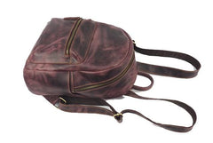 Vintage Mens Coffee Leather Backpack Travel Backpack Leather School Backpacks for Men