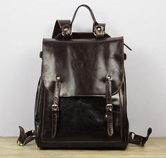 Vintage Mens Leather 15inch Laptop Backpack Leather School Backpack Travel Backpack for Men