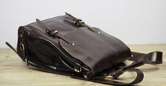 Vintage Mens Leather 15inch Laptop Backpack Leather School Backpack Travel Backpack for Men