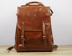 Vintage Mens Leather 15inch Laptop Backpack Leather School Backpack Travel Backpack for Men