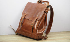 Vintage Mens Leather 15inch Laptop Backpack Leather School Backpack Travel Backpack for Men