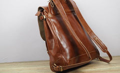 Vintage Mens Leather 15inch Laptop Backpack Leather School Backpack Travel Backpack for Men
