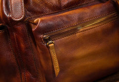 Vintage Mens Leather School Backpack Travel Backpack Leather Hiking Backpack for Men