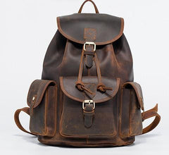 Vintage Mens Leather School Backpacks Satchel Backpack Leather Travel Backpack for Men