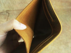 Vintage Mens Leather Slim Bifold Small Wallet Cool billfold Slim Small Wallet for Men