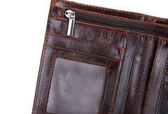 Vintage Mens Wallet billfold Slim Bifold Wallet Genuine Leather Card Wallet for Men