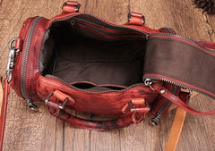 Vintage Purple Leather Womens Boston Handbag Shoulder Boston Purse For Women