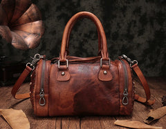 Vintage Purple Leather Womens Boston Handbag Shoulder Boston Purse For Women