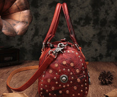 Vintage Purple Leather Womens Boston Handbag Shoulder Boston Purse For Women