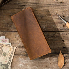 Brown Bifold Long Wallets for Men mens long billfold wallet