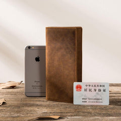 Brown Bifold Long Wallets for Men men's long wallets​