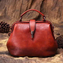 Red Vintage Ladies Leather Small Doctor Handbag Purse Green Small Doctors Shoulder Bag Purse for Women