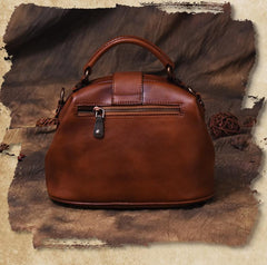 Red Small Womens Vintage Leather Doctor Handbag Small Brown Doctor Purse Shoulder Bag for Ladies