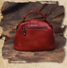 Red Small Womens Vintage Leather Doctor Handbag Small Brown Doctor Purse Shoulder Bag for Ladies