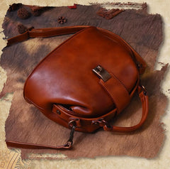 Red Small Womens Vintage Leather Doctor Handbag Small Brown Doctor Purse Shoulder Bag for Ladies