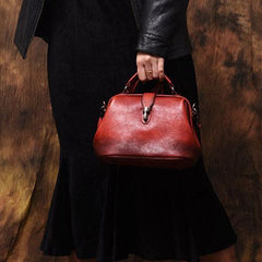 Green Vintage Ladies Leather Small Doctor Handbag Purse Red Small Doctors Shoulder Bag Purse for Women