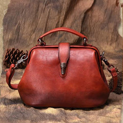 Green Vintage Ladies Leather Small Doctor Handbag Purse Red Small Doctors Shoulder Bag Purse for Women