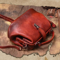 Green Vintage Ladies Leather Small Doctor Handbag Purse Red Small Doctors Shoulder Bag Purse for Women