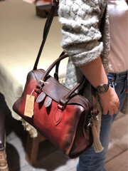 Vintage Womens Tan Leather Handbag Purses Brown Shoulder Handbag Purse Vintage Style Handbags for Ladies