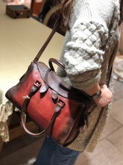 Vintage Womens Tan Leather Handbag Purses Brown Shoulder Handbag Purse Vintage Style Handbags for Ladies