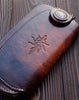 Handmade vintage dark brown leather biker wallet bifold long wallet purse clutch for men - EverHandmade