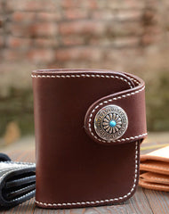Handmade Leather Small Biker Chain Wallet billfold Biker Wallets for Men Chain Wallet - EverHandmade