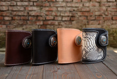 Handmade Leather Small Biker Chain Wallet billfold Biker Wallets for Men Chain Wallet - EverHandmade