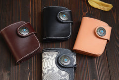 Handmade Leather Small Biker Chain Wallet billfold Biker Wallets for Men Chain Wallet - EverHandmade