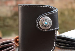 Handmade Leather Small Biker Chain Wallets billfold Biker Wallets for Men Chain Wallet - EverHandmade
