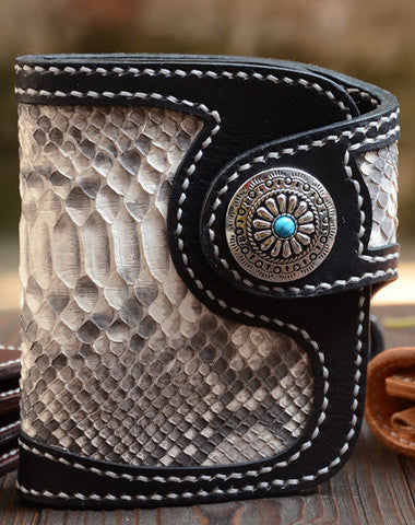 Handmade Leather Small Biker Chain Wallets billfold Biker Wallets for Men Chain Wallet - EverHandmade