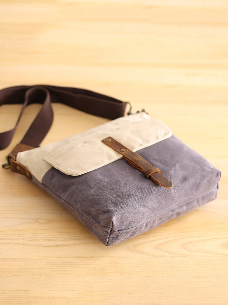 Wax Canvas Leather Mens Small Waterproof Vertical Green Side Bag Couri