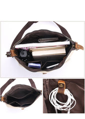 Wax Canvas Leather Mens Small Waterproof Vertical Green Side Bag Courier Bag Messenger Bag for Men