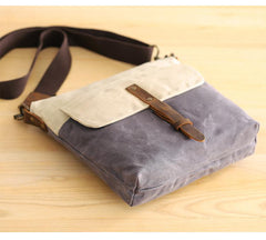 Wax Canvas Leather Mens Small Waterproof Vertical Green Side Bag Courier Bag Messenger Bag for Men
