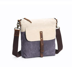 Wax Canvas Leather Mens Small Waterproof Vertical Green Side Bag Courier Bag Messenger Bag for Men