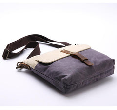 Wax Canvas Leather Mens Small Waterproof Vertical Green Side Bag Courier Bag Messenger Bag for Men