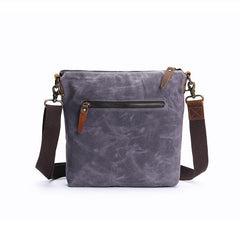 Wax Canvas Leather Mens Small Waterproof Vertical Green Side Bag Courier Bag Messenger Bag for Men