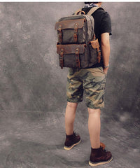 Waxed Canvas Leather Mens 15