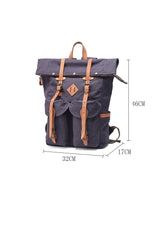 Waxed Canvas Leather Mens Dark Gray Waterproof 15‘’ Large Backpack Travel Backpack Green Hiking Backpack for Men