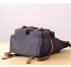 Waxed Canvas Leather Mens Dark Gray Waterproof 15‘’ Large Backpack Travel Backpack Green Hiking Backpack for Men