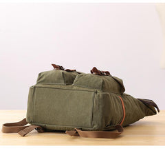 Waxed Canvas Leather Mens Dark Gray Waterproof 15‘’ Large Backpack Travel Backpack Green Hiking Backpack for Men