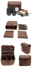 Waxed Canvas Leather Mens Small DSLR Camera Bags Side Bag Messenger Bag Shoulder Bag For Men