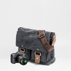 Waxed Canvas Leather Mens Small DSLR Camera Bags Side Bag Messenger Bag Shoulder Bag For Men