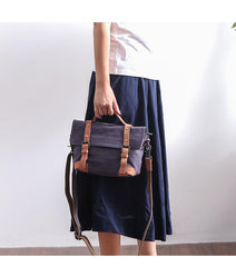 Canvas Leather Mens Womens Small Handbag Side Bag Green shoulder Bag Messenger Bag for Men