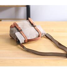 Canvas Leather Mens Womens Small Handbag Side Bag Green shoulder Bag Messenger Bag for Men