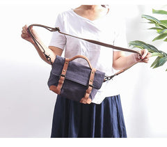 Canvas Leather Mens Womens Small Handbag Side Bag Green shoulder Bag Messenger Bag for Men